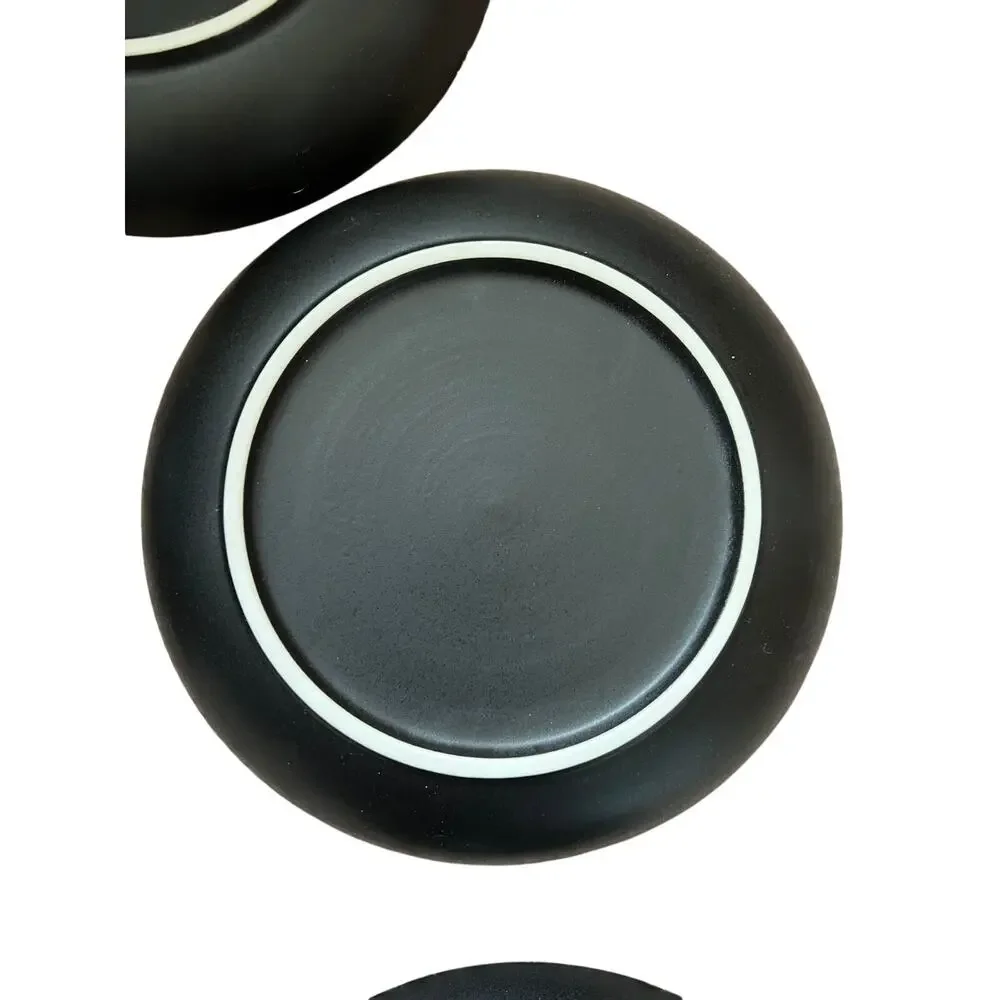 Potchen Halloween Ghost Plates Set of 4 Ceramic Appetizer Dishes Black Spooky